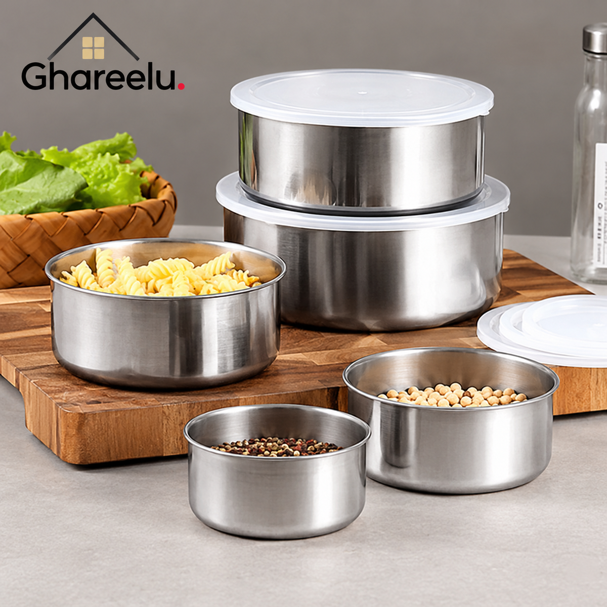 Premium Stainless Steel Food Storage Containers with Airtight Lids | Durable Kitchen Storage Set