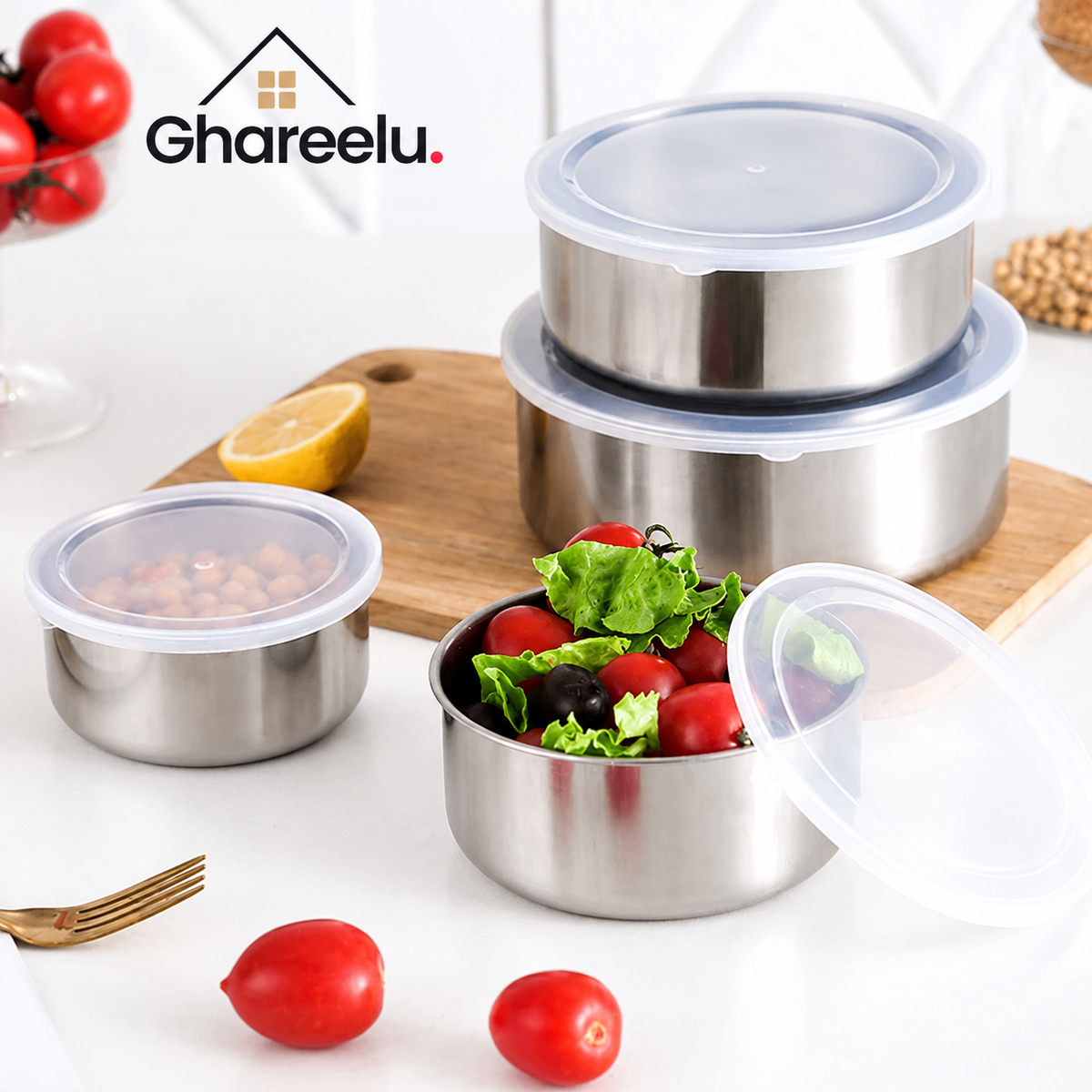 Premium Stainless Steel Food Storage Containers with Airtight Lids | Durable Kitchen Storage Set