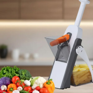 Safe Slice Upright Mandoline Slicer & Pump-Action Food Chopper