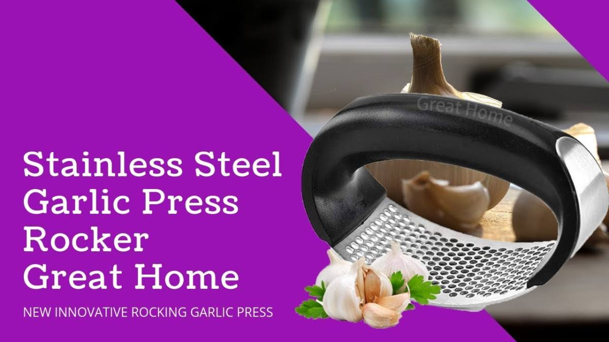 Ergonomic Stainless Steel Rocker Garlic Press & Mincer - Image 3