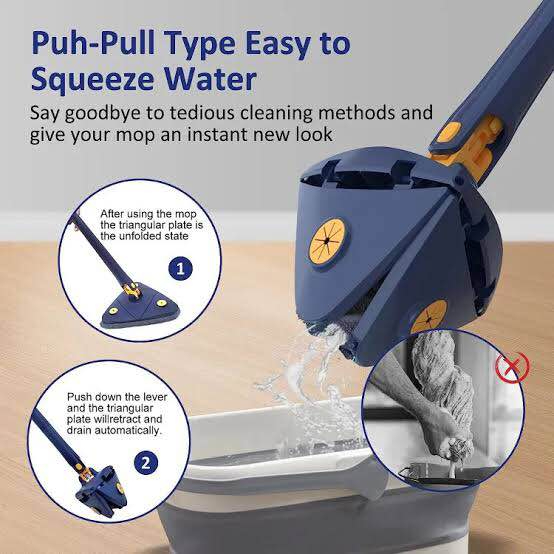 360° Rotatable Triangle Self-Squeezing Cleaning Mop - Image 4